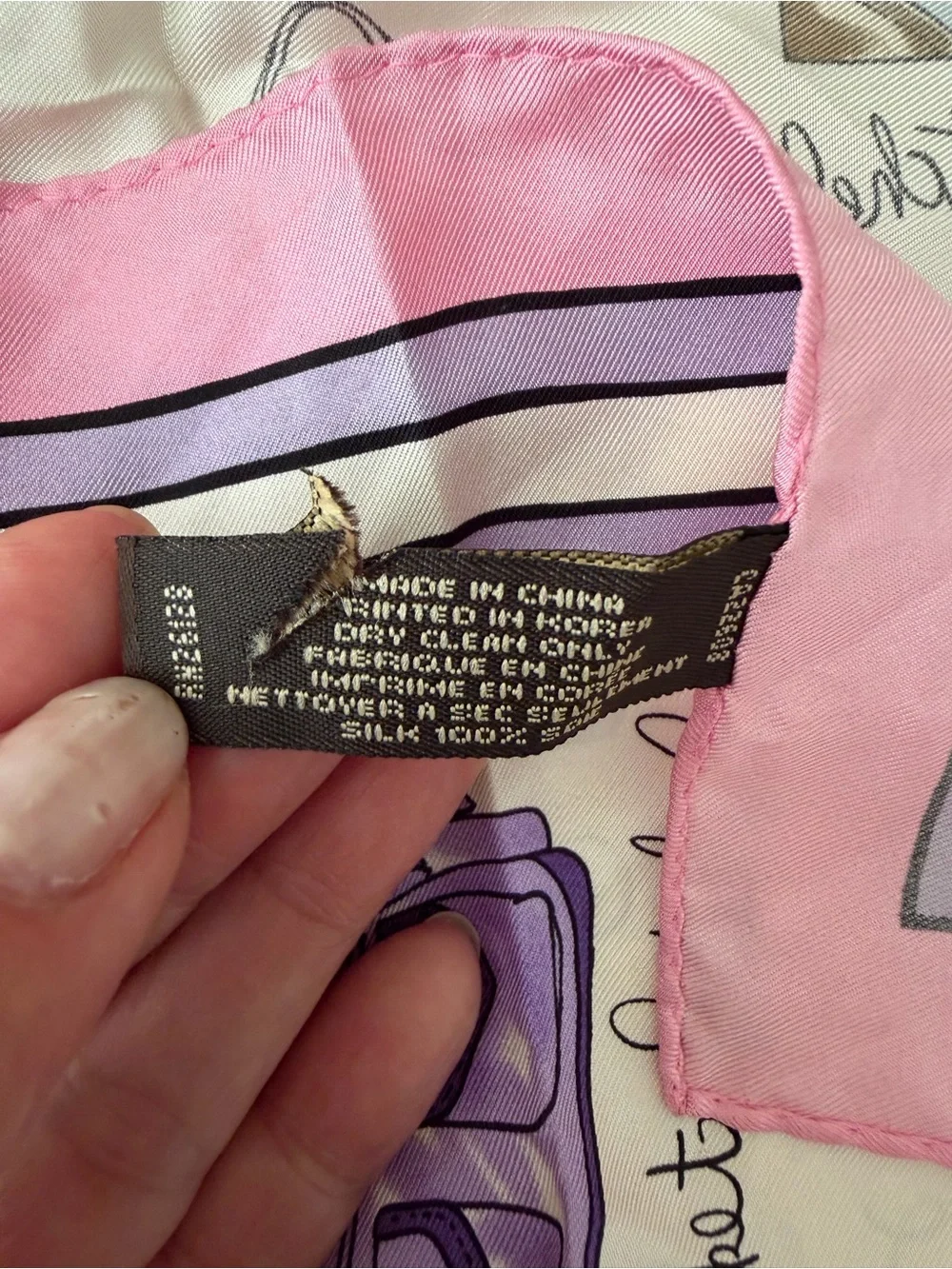Coach Pink & Purple Handbag Print Silk Scarf - Picture 4 of 4